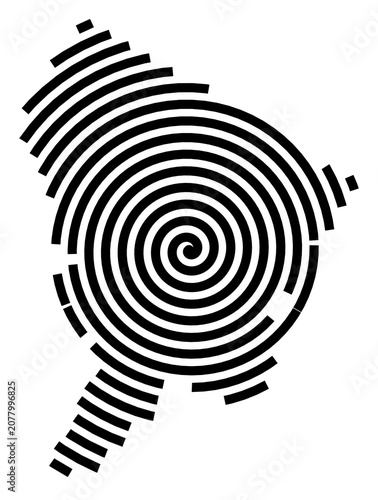 Tableau sur toile Symbol Map of the City Trani (Italy) showing the city with a black spiral line