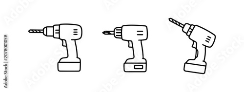 Quadro su tela Drill set. Hand drawn minimalist doodle set on white background
