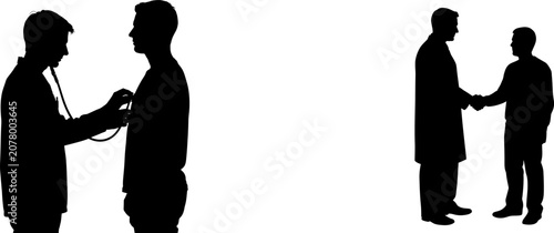 Medical professional silhouettes doctor patient interactions