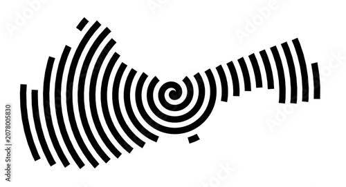 Symbol Map of the City Dunfermline Central (United Kingdom) showing the city with a black spiral line