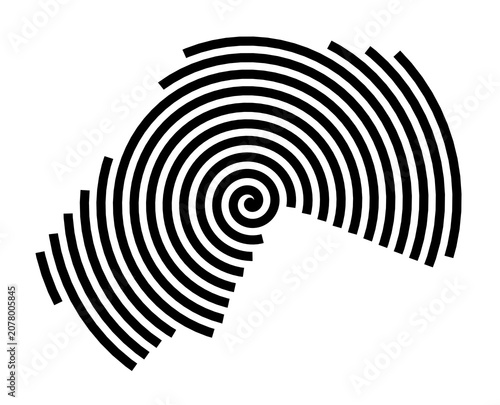 Symbol Map of the City Elliman (United Kingdom) showing the city with a black spiral line