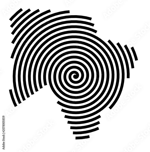 Symbol Map of the City Deckham (United Kingdom) showing the city with a black spiral line