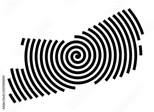 Symbol Map of the City Garlinge (United Kingdom) showing the city with a black spiral line