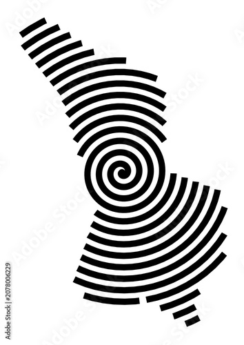Symbol Map of the City Hempstead and Wigmore (United Kingdom) showing the city with a black spiral line