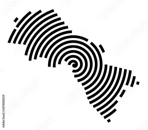 Symbol Map of the City Hamilton North and East (United Kingdom) showing the city with a black spiral line
