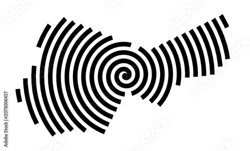 Symbol Map of the City Hoe Valley (United Kingdom) showing the city with a black spiral line