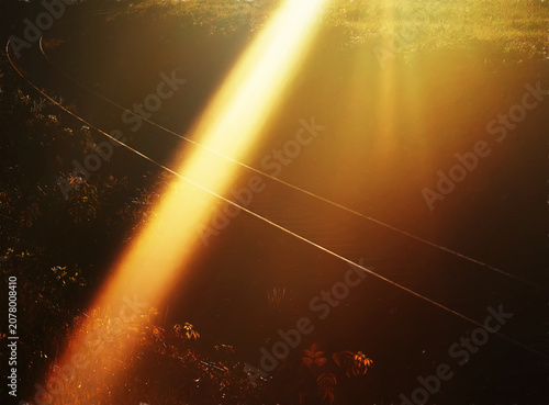 Abstract ray of light on the railway track illustration