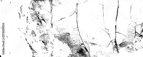 Distressed and rough concrete wall vector texture. Noisy texture with grain and stains. Weathered asphalt surface. Black and white grit trace. Obsolete vintage overlay on transparent background