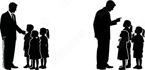 Obraz na plátně Business professional with children silhouette two scene composition