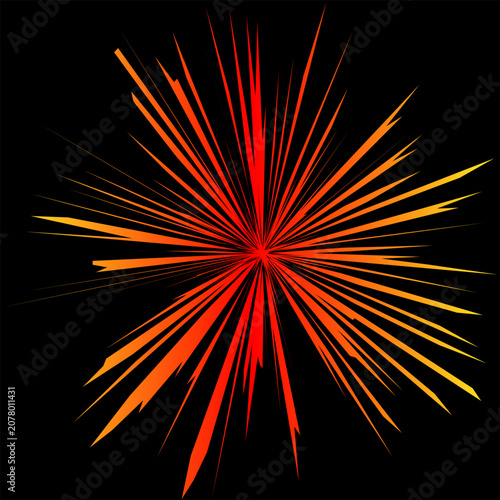 Abstract Radial Burst Star Explosion Background with Fiery Orange Red and Yellow Rays