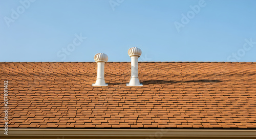 Two pixel art towers on a brick wall landscape