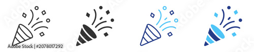 Fotografía Party confetti popper outline icon with festive celebration burst on transparent