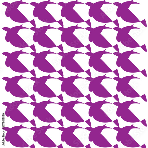 Purple Bird Silhouette Seamless Pattern on White Background