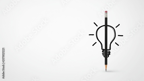 Creative idea pencil lightbulb concept
