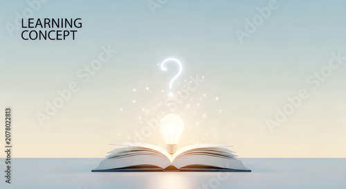 Open book with question mark and light bulb symbol