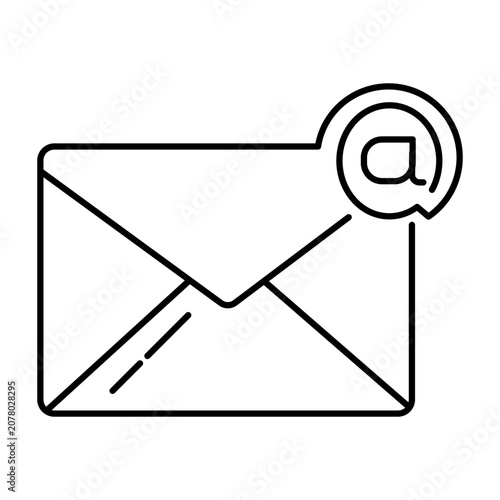 Outline email envelope message notification at symbol icon