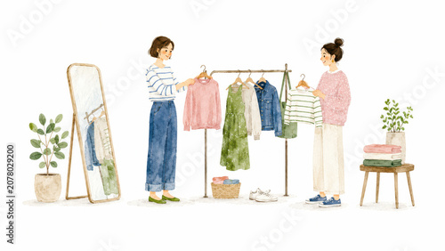 Women Choosing Clothes at Sustainable Clothing Swap