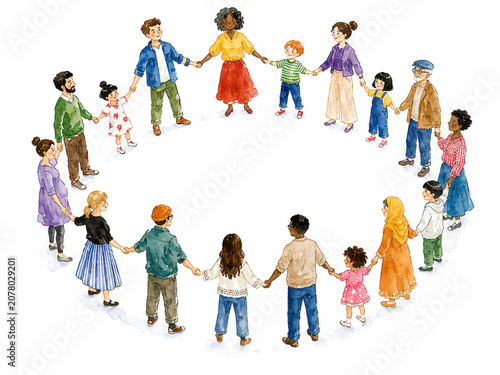 Diverse People Holding Hands in Circle for Community and Inclusion