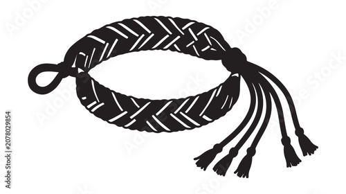 Fotografie Handcrafted braided rope with fringe tassels hanging loop design illustration tr