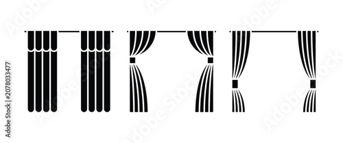 Konstfotografi Curtain Icon Set – Window Drapes, Drapery Panels, Home Interior Decor, Window Tr