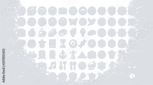 Collection of Icons and Symbols on Grunge Background