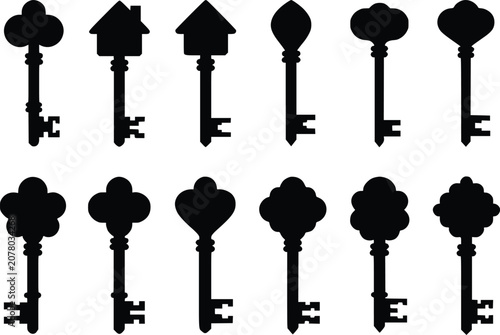 set of silhouettes of keys