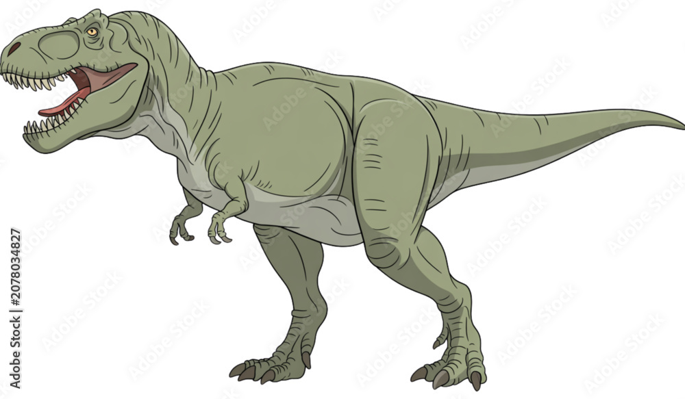 Fototapeta premium Realistic cartoon dinosaur standing on flat ground Vector