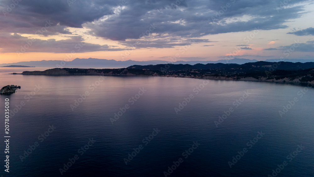 Fototapeta premium Mathraki, Diakopo, Karavi islands in Corfu during sunset
