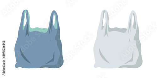 Plastic shopping bag illustration set with reusable and disposable bag designs. High-quality vector isolated on transparent background for retail, packaging