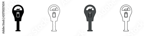 Quadro su tela Collection of parking meter icons in various styles for urban convenience