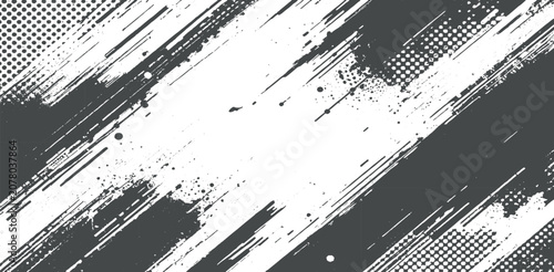 Abstract Black and White Grunge Texture Background with Distressed Paper Pattern Seamless Border Frame and Vintage Vector Illustration for Wallpaper Design Backdrop and Artistic Elements