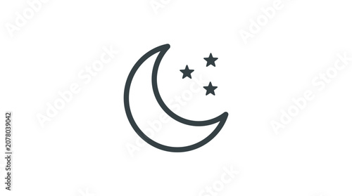 Obraz na plátně Minimalist Crescent Moon and Stars Icon for Night Sky and Sleep Concepts