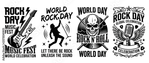 Set of four vintage rock and roll world music festival poster designs