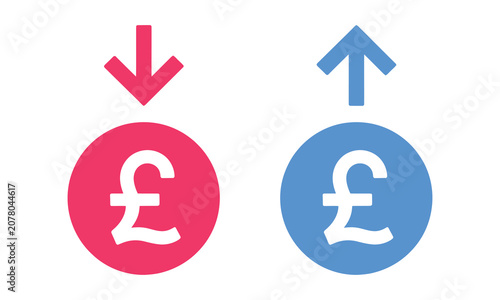 Tableau sur toile Up and down pound sterling currency arrows icon