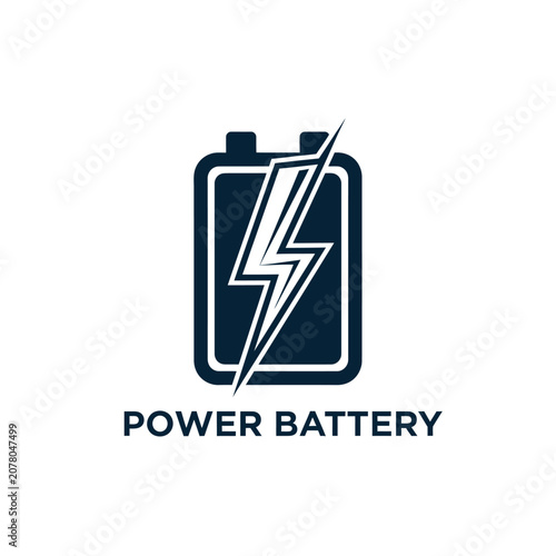 Electric battery icon with lightning bolt symbol design.