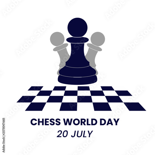 Chess world day vector illustration, sillhouette chess in whte background