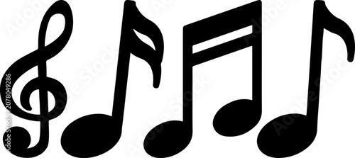 Foto Music Notes and Treble Clef Silhouette svg