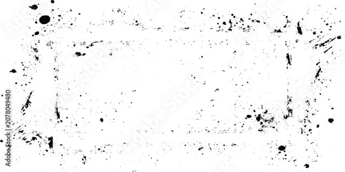 Schilderij op canvas Grunge texture background with black ink splatters and scratches on white surfac