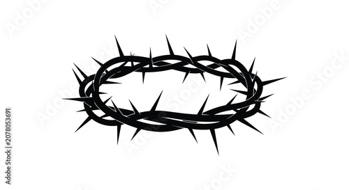Принти на полотні Crown Of Thorns Silhouette Against A White Background