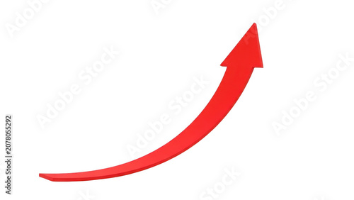 Red curved arrow pointing up for business growth and success