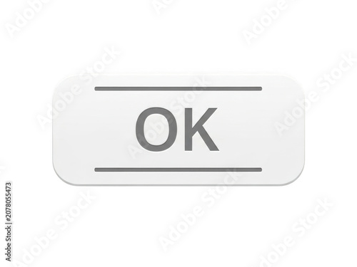 Ok button icon with rounded corners and grey text