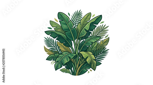 Vibrant Tropical Leaves Lush Greenery Botanical Illustration