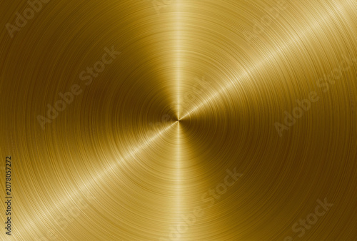 Fotografie Brushed Gold Metal Texture Background Seamless Circular Pattern