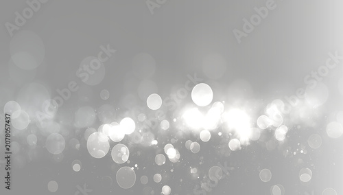 Foto Monochrome bokeh light overlay on black background, abstract white glitter dust