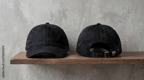 Black Blank Dad Hat Mockup Front Back Premium Apparel Studio Display.