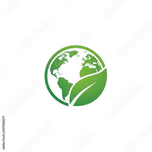 Eco friendly earth with green leaf element for environmental protection and sustainable development concept.