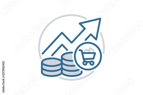 Quadro su tela Financial Growth and Shopping Cart Icon