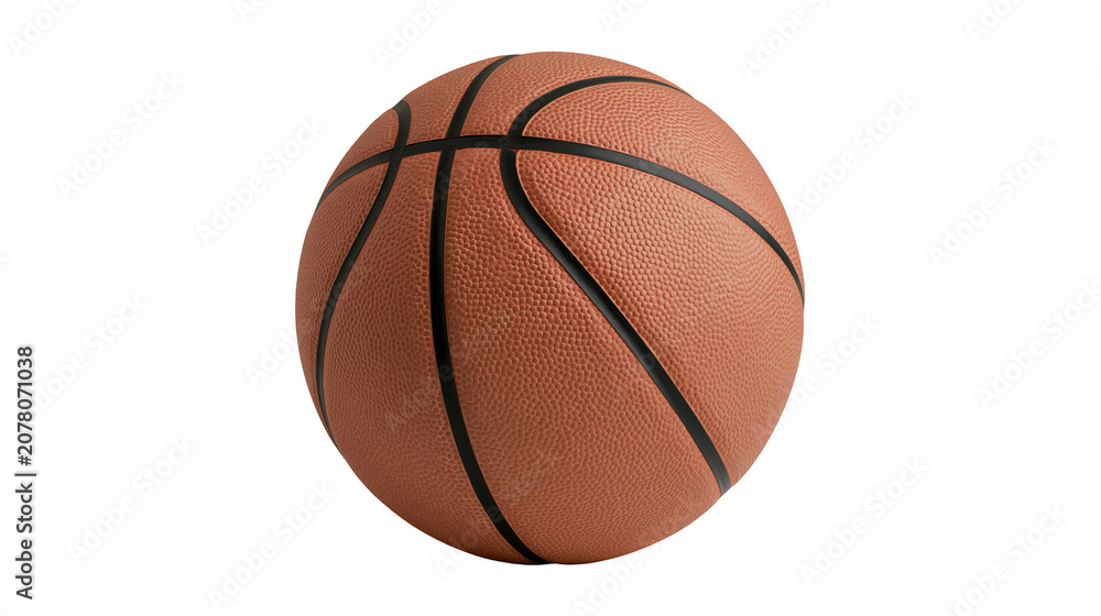 Fototapeta premium Standard orange basketball with black seams, isolated on transparent background
