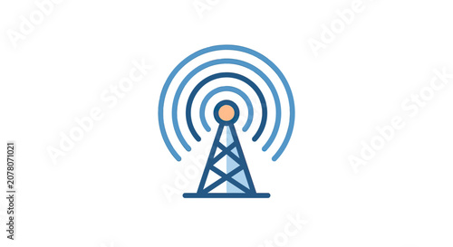 Minimalist Telecommunication Antenna Icon Vector Illustration