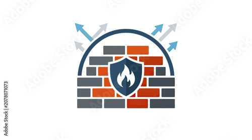Computer Network Firewall Security Icon